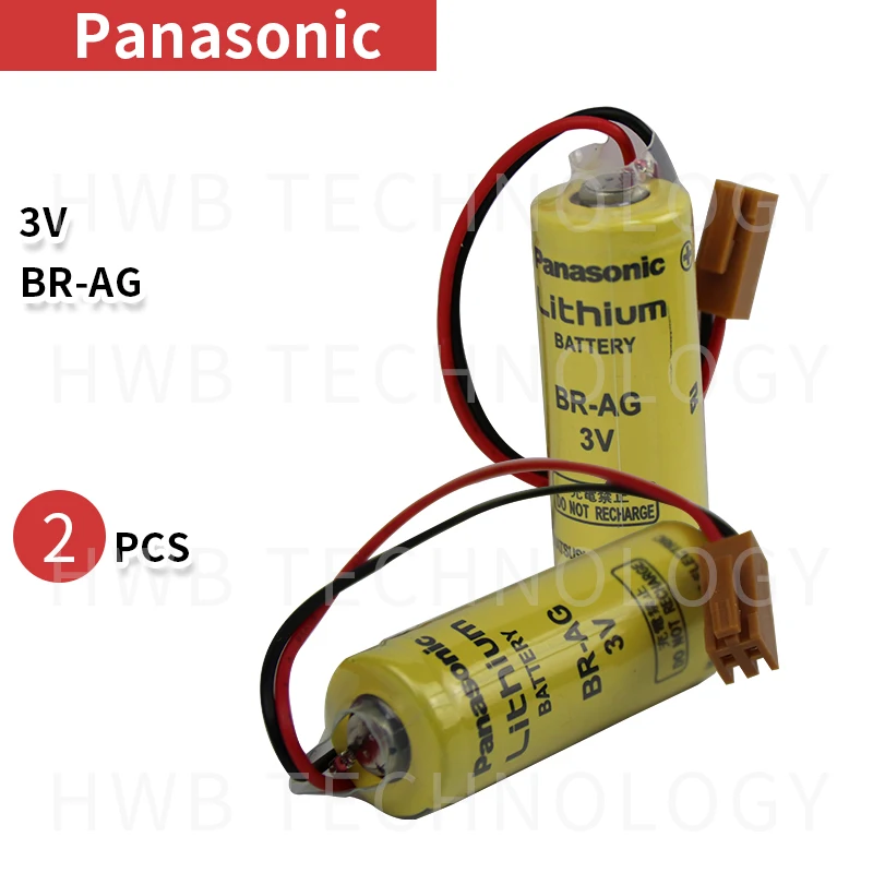 

2pcs Panasonic BR-AG Battery with plug 3V 2200mah PLC FANUC Lithium Batteries bateria replace BR-A