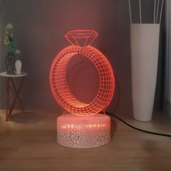 

Diamond ring 3D LED Night Light Romantic Lovers Gift Sweet Desk Lamp Couple Bedroom Table Lamp Sleeping Night Lamp Girls Gift