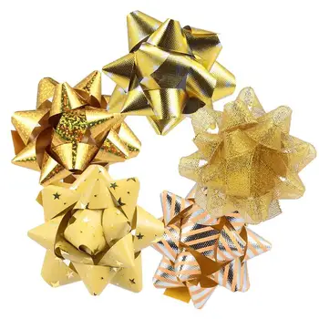 

60pcs Gift Pull Bows Self Adhesive Gift Wrap Bows Pull Flower Christmas Party DIY Accessories Christmas Bows (Mixed Pattern)