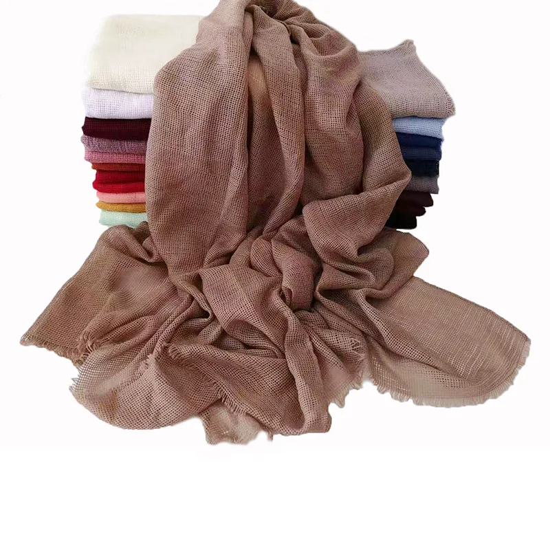 

Spring New Cotton Women Scarf Solid Color Retro Scarves With Short Tassels 80*180cm Big Size Shawls Muslim Female Hijabs