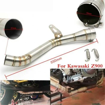 

51mm Stainless Steel Motorcycle Full Exhaust Middle Pipe Contact Mid Link Pipe For Kawasaki Z900 Ninja 900 Z 900 Muffler Slip On