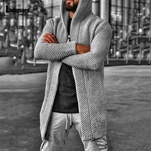 Ladiguard Plus Size Mens Knitting Sweater Winter Warm Coats Male Streetwear 2021 Hooded Top Long Cardigan Men Sweaters Homme 3XL