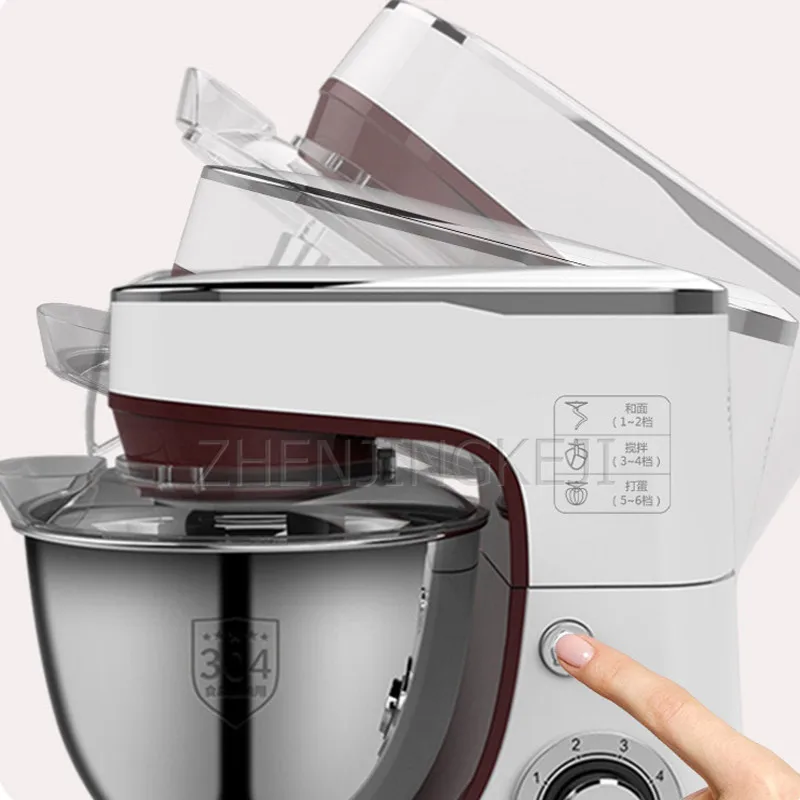 1300W/5L Stand Mixer Stainless Steel Bowl Cake Kitchen Food Blender Cream Egg Whisk Cake Dough Kneader Bread Maker 6-speed 4