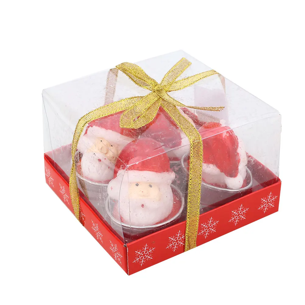 

4pcs/Set Christmas Candles Santa Claus House Gift Decorations Accessories Cute