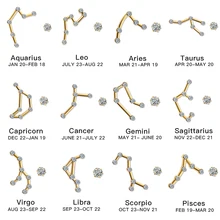 SHUANGR 12 зодиакальное созвездие серьги-гвоздики для женщин винтажные золотые асимметричные серьги Новые звезды Модные Ювелирные изделия Подарки