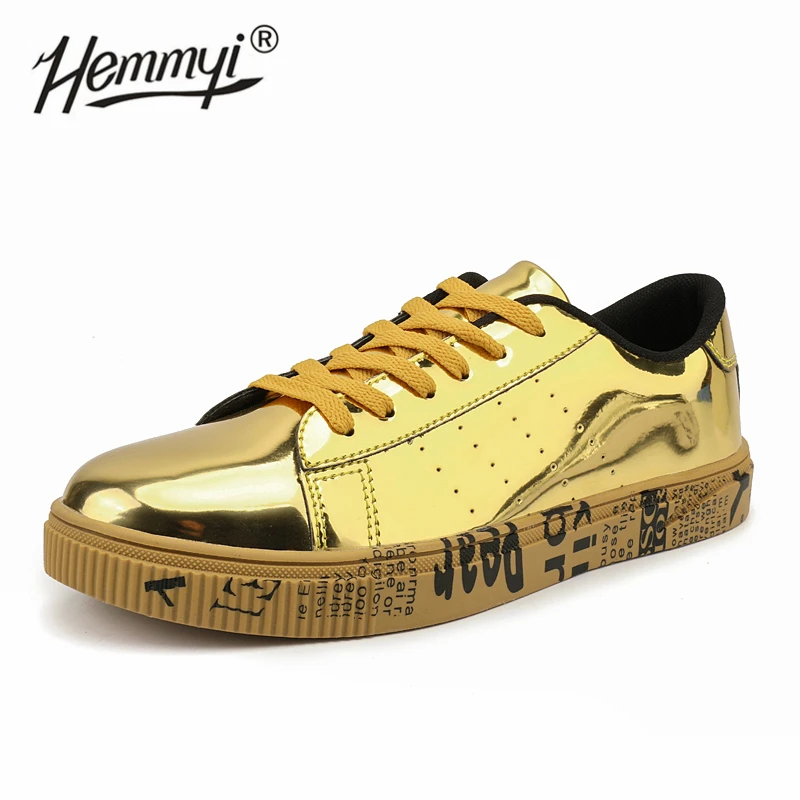 Hemmyi/Повседневная обувь унисекс для мужчин и женщин; Роскошные Дизайнерские кроссовки из искусственной кожи с зеркальными блестками; tenis feminino; прогулочная обувь на плоской подошве