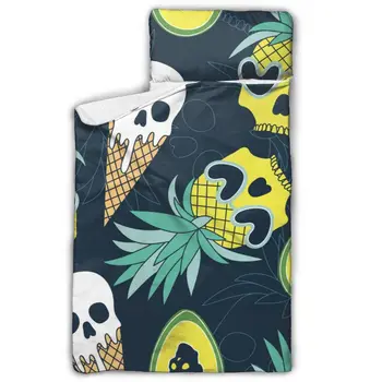 

Skull Of Hilarious Pineapple Ice Cream Avocado Nap Mat blanket and Pillow for Toddler Baby Girls Portable Rolled Travel Blanket