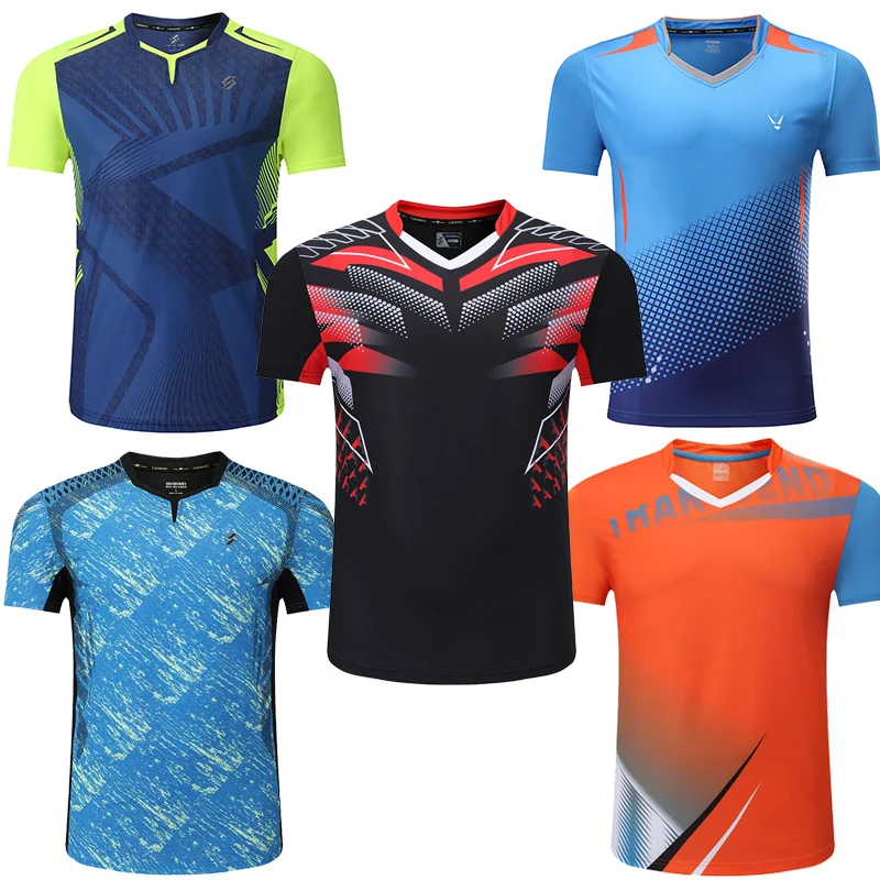 Новые мужские рубашки для бадминтона, спортивные мужские футболки для тенниса, футболки для настольного тенниса, быстросохнущие футболки для фитнеса, спортивных тренировок