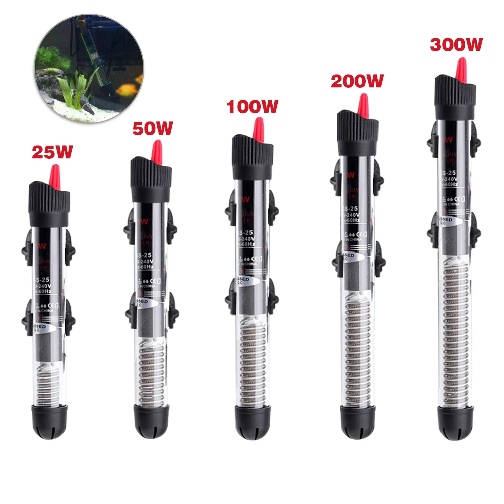 

25W/50W/100W/200W/300W Aquarium Submersible Fish Tank Automatic Water Heater Constant Temperature Heating Rod EU Plug