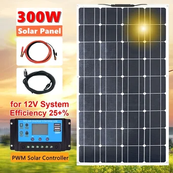 New 300W 18V Flexible Solar Panel Module Optional Controller Module Car RV Boat Home Roof Vans Camping SUV for 12V Solar Charger boguang 18v 50w etfe solar panel monocrystalline cell pcb module mc4 connector 10a controller for 12v barrery rv yacht car light