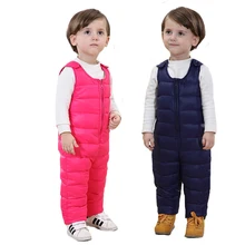 Детские зимние Пуховые штаны Ovearlls, одежда для малышей Детские теплые штаны, штаны для маленьких мальчиков и девочек 0-4 лет, одежда TX045
