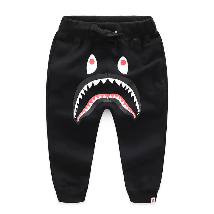 

Childrenswear BOY'S Cute Cartoon Shark Printed Letter Pure Cotton Athletic Pants Casual Pants 2019 Autumn