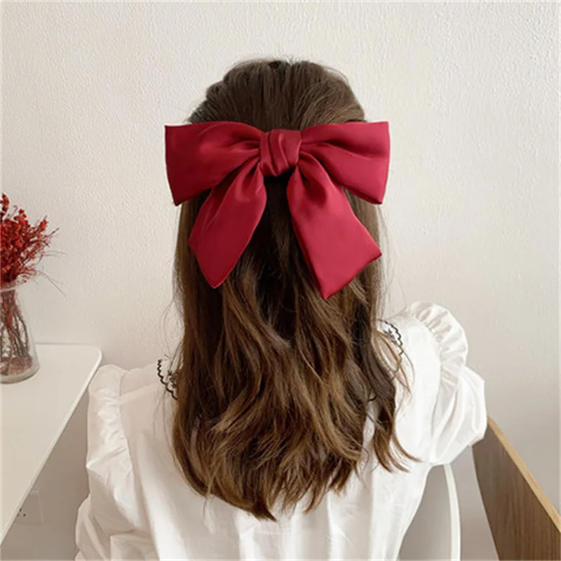 banana hair clips Black Big Large Velvet Bow Hair Clip For Women Girls Wedding 2021 New Hair Ties Hair Accessories Long Ribbon Korean Hairpins mini hair clips