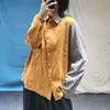 Women Autumn Patchwork Linen Blouse Ladies Vintage Spliced Cotton Linen Shirts Tops Female 2020 Blouses 3