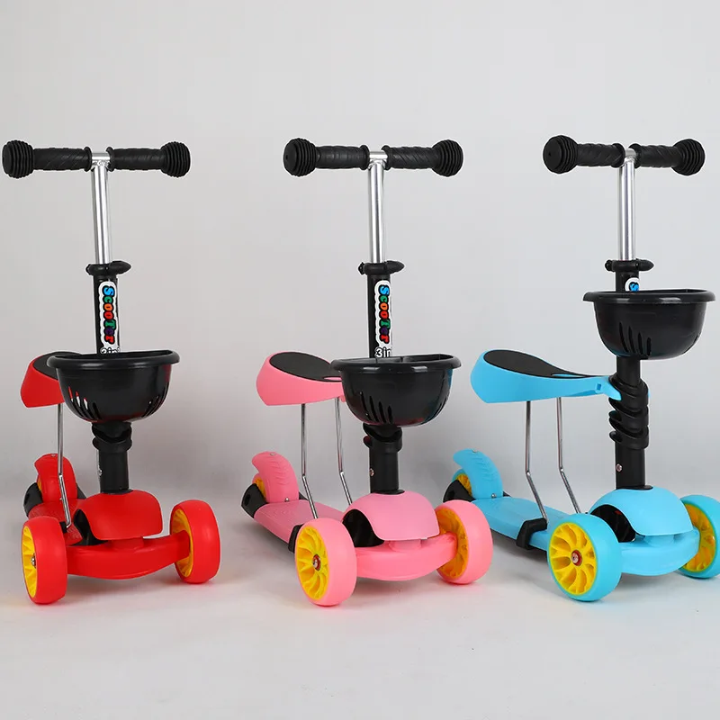 

Outside Portable Baby Walker Foldable Children Scooter Three-in-One with Seat Three-Wheeled Bicycle Households