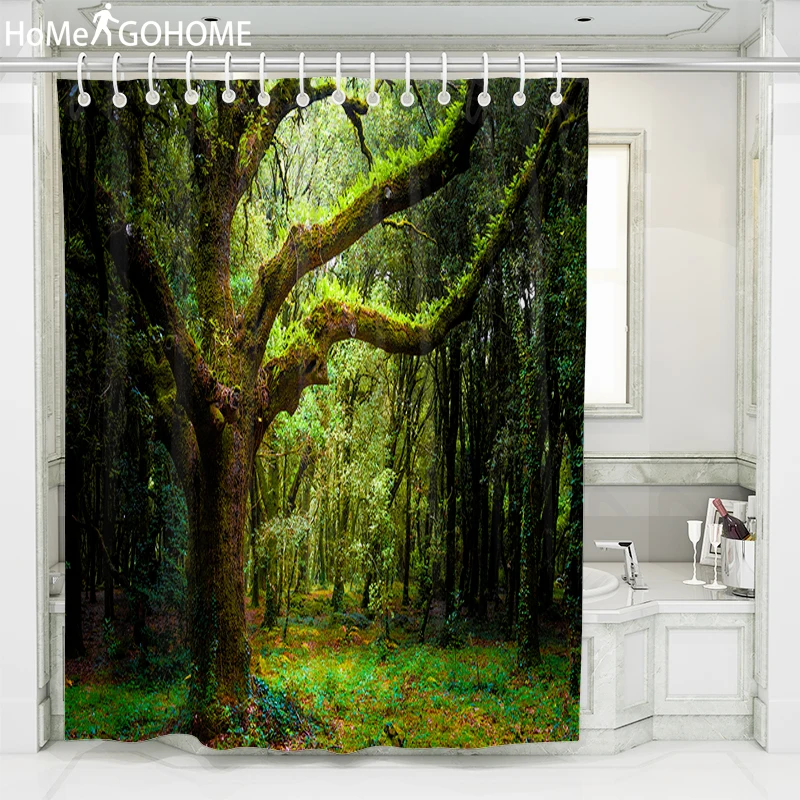 

Forest Trees Green Shower Curtain 3D Bathroom Shower Curtain Waterproof Mildewproof Bath Decor Cortina de bano180x220cm 240cm