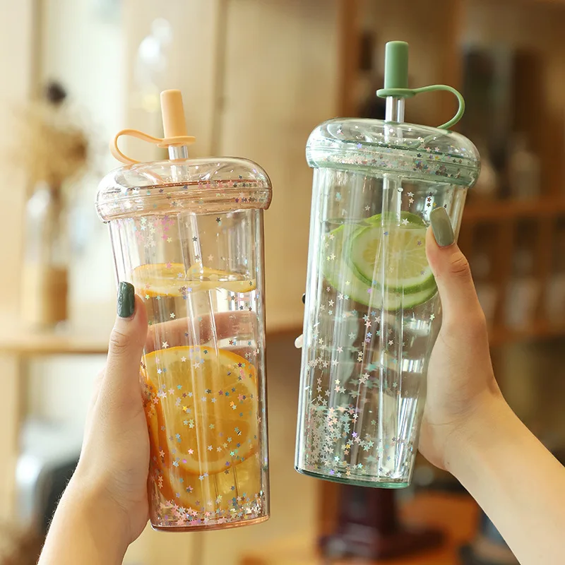 Cute Creative Transparent Bubble Tea Insulation Hot Water Bottle Tea Water  Separation Glass Thermos Bottle Tea Infuser Drinkware