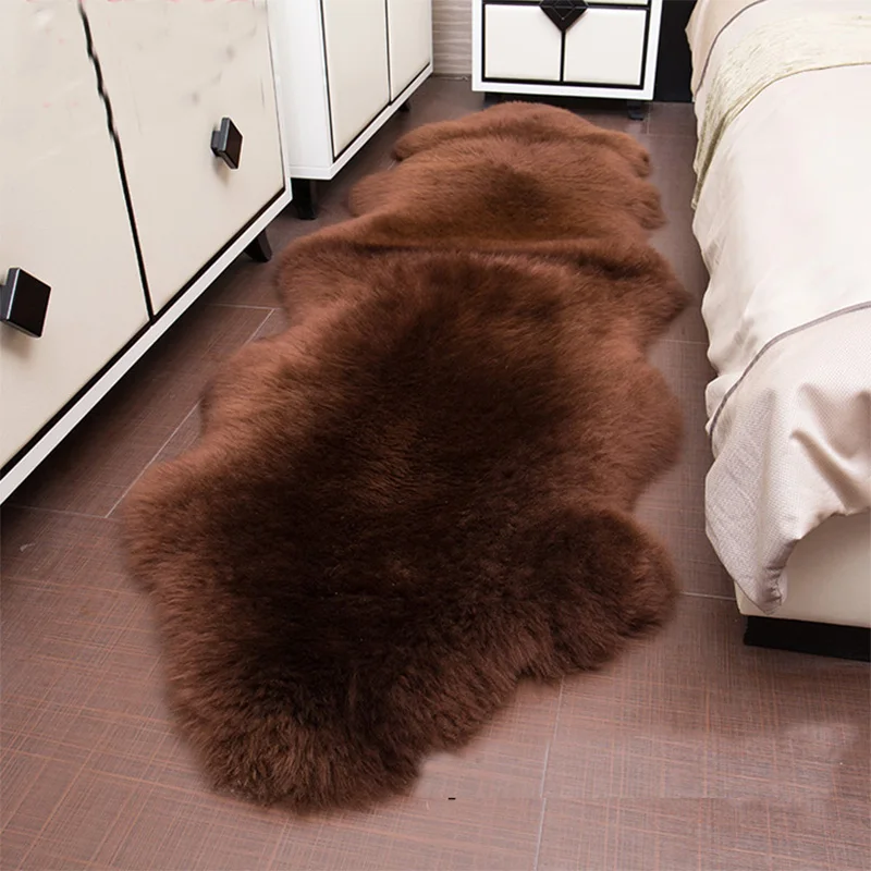 Long Wool Natural Sheepskin Bedroom Rug 3