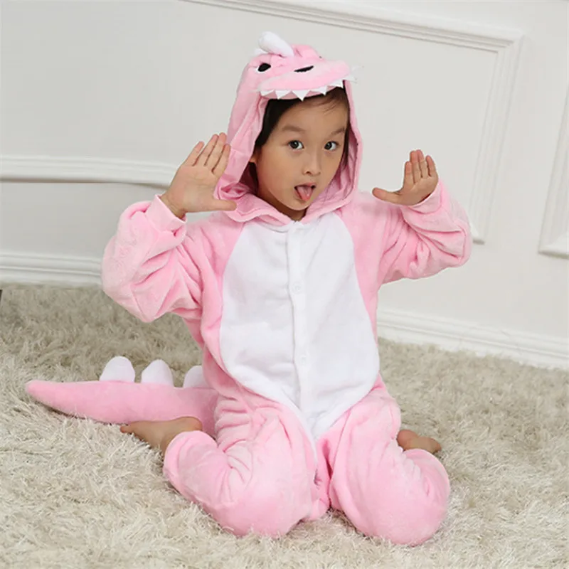 Розовый Toddler Boy Clothes Dinosaur Pajamas Set Animal Cartoon Kids Clothes Winter Flannel stitch Pajama Baby Sleepwear For Boys Pajama - Цвет: Розовый