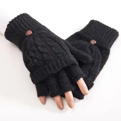 Женские теплые перчатки из мягкой искусственной шерсти, Подарочные перчатки на осень и зиму, теплые вязаные перчатки, 1 пара