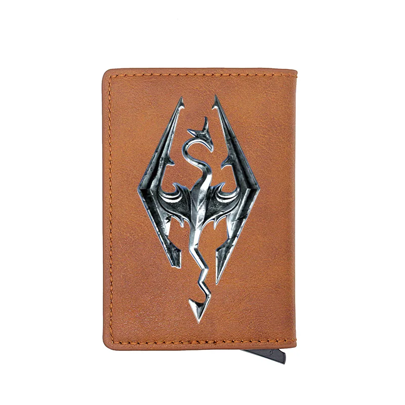 

Classic Skyrim Theme Printing RFID Blocking Men's Credit Card Holder Leather Bank Card Wallet Case Protection Purse