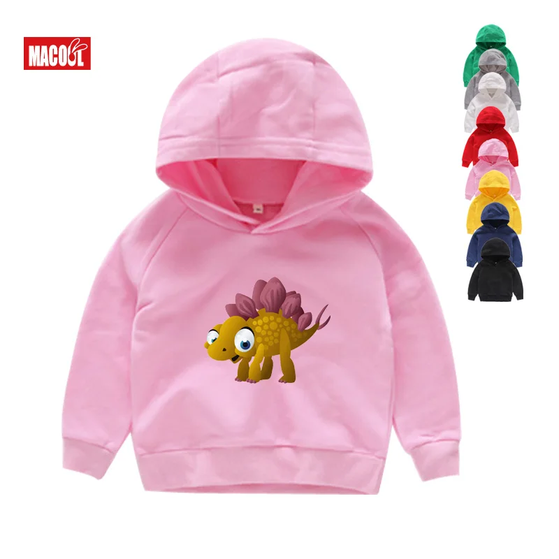 Kids Hoodies pink Толстовки для мальчиков с героями мультфильмов тираннозавр рекс; Детские свитшоты для маленьких девочек; крутая весенняя одежда; Детские футболки; топы с рисунками - Цвет: Kids Hoodies pink