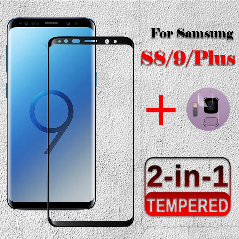 2в1 Защитное стекло для samsung galaxy s8 s9 plus защита экрана sansung s 8 9 9s s8plus камера с