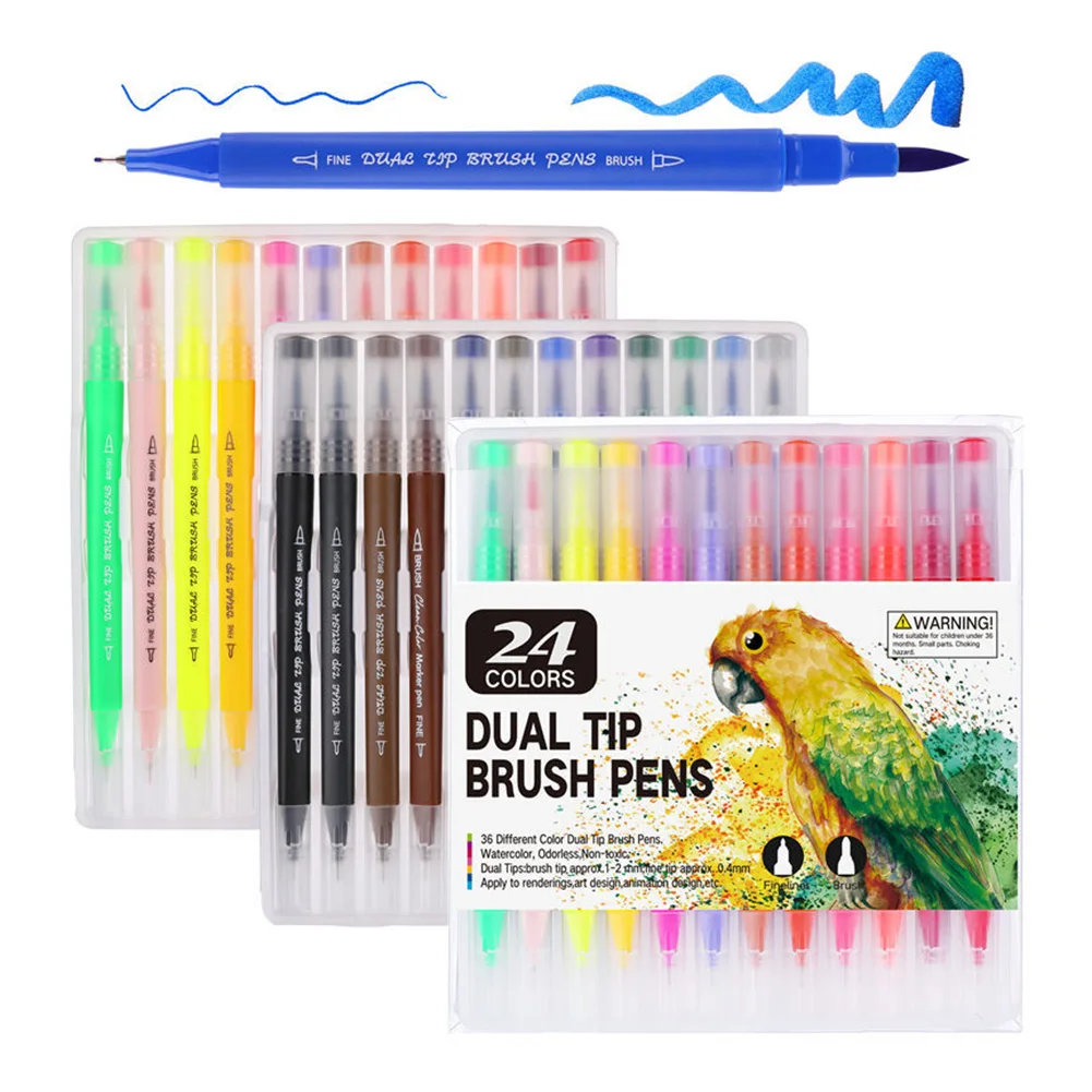 

Art Markers Set Calligraphy Drawing Sketching School Dual Tips Students Beginners Gift Coloring Brush Fineliner Manga Children