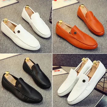 

Men's Loafers PU Leather Flat Casual Shoes Breathable Slip-On Soft Leather Driving Shoes Moccasins Mocasines Hombre Men Shoes 44