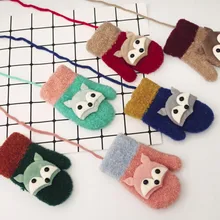 Зимние рождественские детские теплые перчатки для малышей с милыми рисунками из мультфильмов, плотные Прошитые перчатки для девочек и мальчиков