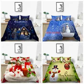 

2021 Bed Christmas Bedding Sets 3D Printing Duvet Cover Sets With Pillowcase Sets