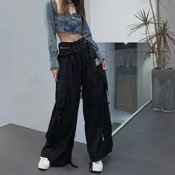 

NiceMix Black overalls trousers women cool high waist loose straight casual pants male female 2020 new wide leg pants dropship