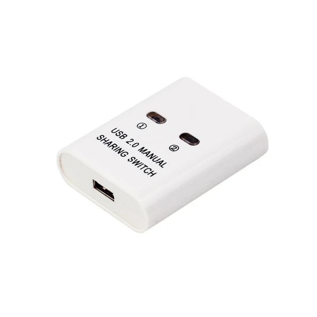 USB Switch 2 Port Manual USB HUB Two Computers Share U Disk Printer Device Two In One Out USB2.0 Sharer With Cable white