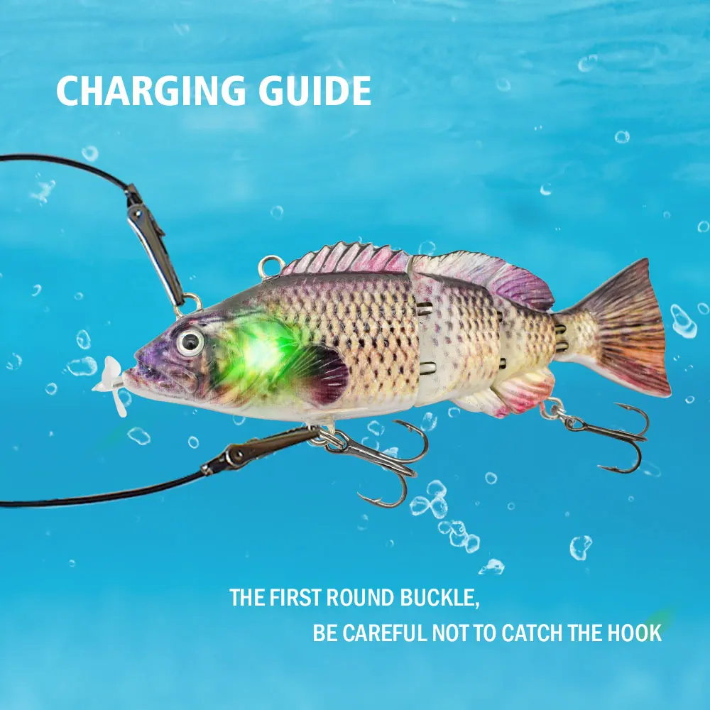 Robotic Fishing Lure USB Electric LED Swimbait 4 Segments Jointed Swimming Wobblers Rechargeable Auto Crankbait Pike Bait Hook