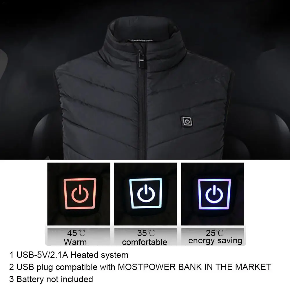 Cheap Electric Heated Vest Men Women Usb Heater Tactical Waistcoat Thermal Warm Fishing Hunting Hiking Vest Winter Heated Jacket
