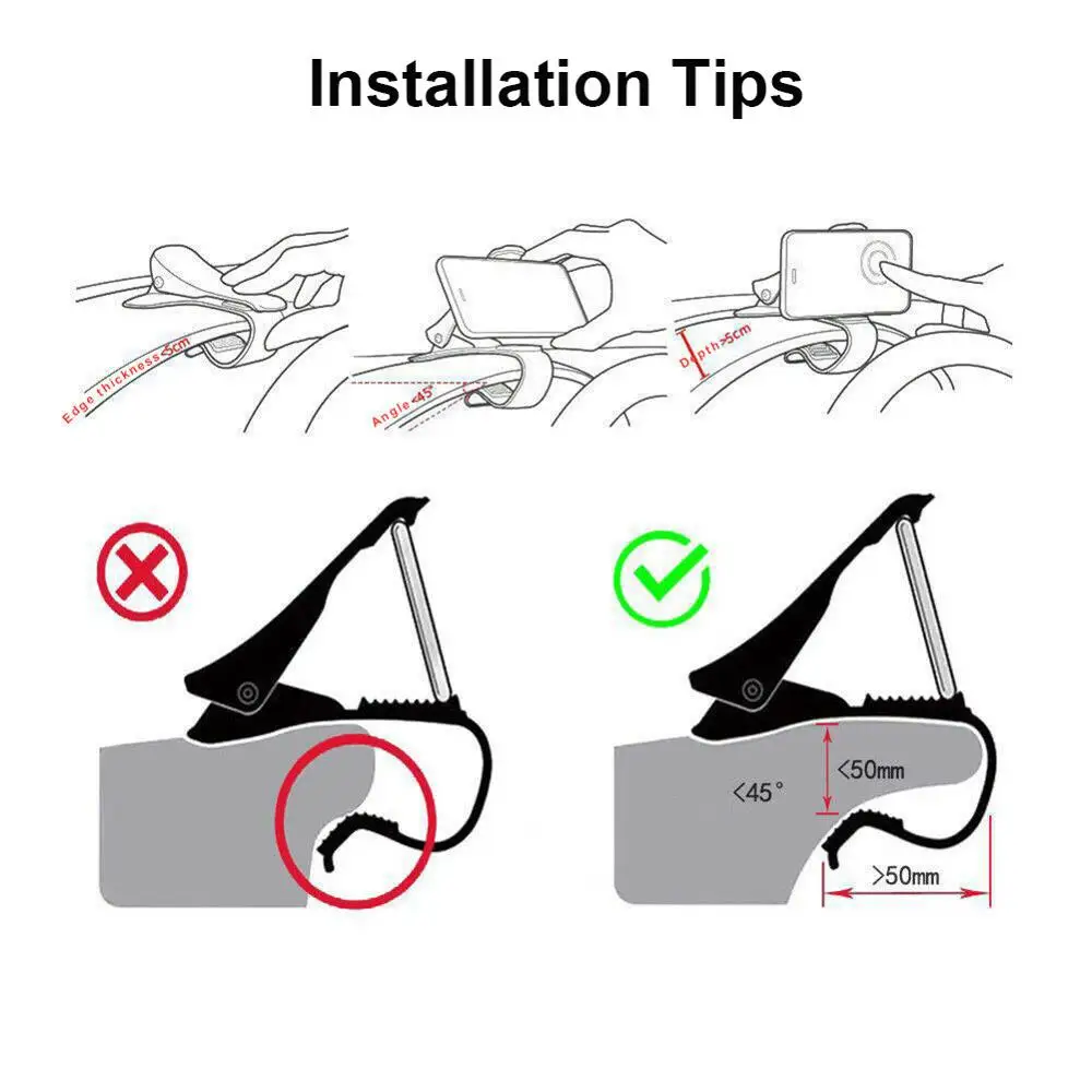 Автомобильный держатель для телефона, 360 градусов, gps навигация, приборная панель, держатель для телефона в автомобиле, универсальный держатель для мобильного телефона с зажимом, подставка, кронштейн