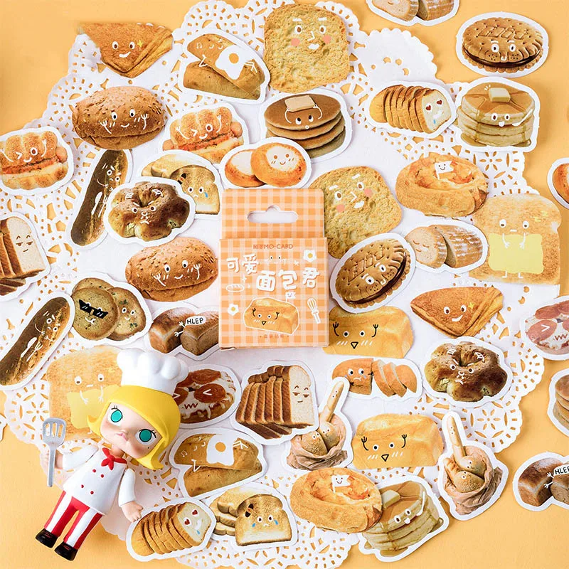 

46Pcs Cute Stationery Stickers Kawaii Bread Stickers Bullet Journal Stickers For Girls DIY Scrapbooking Diary Albums Supplies