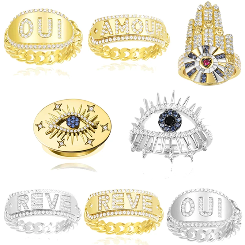 

Kelley high quality original 925 sterling silver ring A eye shape PM brand design Monaco style ladies fashion jewelry party gift