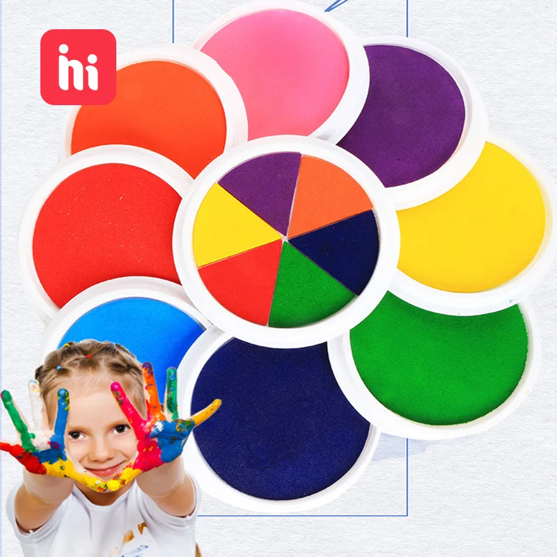 

DIY Ink Pad Stamp Finger Painting Craft Cardmaking Large Round For Kids Safe and nontoxic fun toys educational toys for children