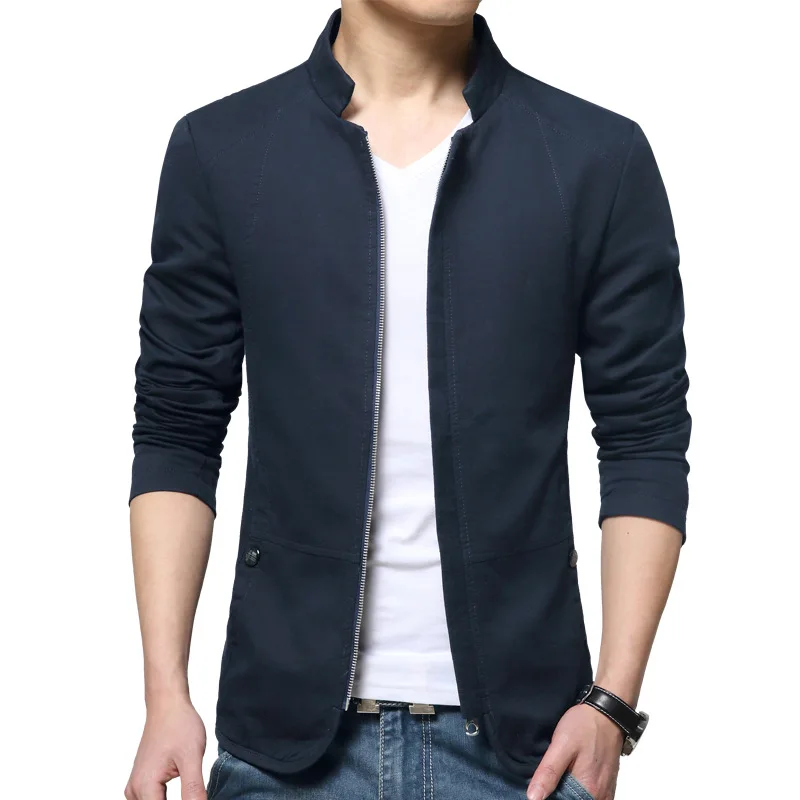 

Spring Autumn Stand Collar Overcoat Outwear Plus Size M-5XL Fashion Men Slim Fit Smart Casual Jackets Coats
