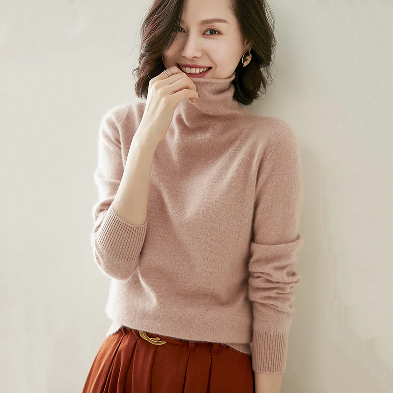 cashmere turtleneck sweater for women solid