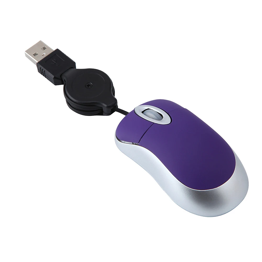 Мини Компьютерная Мышь Выдвижной Usb кабель оптическая эргономичная Mause 1600 dpi портативная маленькая 3d Проводная PC Gamer мышь для ноутбука - Цвет: Фиолетовый