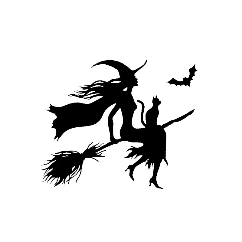 

13cm*10cm for Interesting Witch Halloween Car Sticker KK Vinyl Waterproof Decal Silhouette Accessories Silhouette Decor