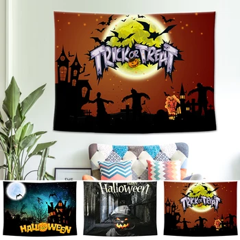 

Halloween Horror Pumpkin Tapestry Witchcraft Wall Hanging Cartoon Blanket Wall Cloth Tapestries Style Gift Halloween Decoration