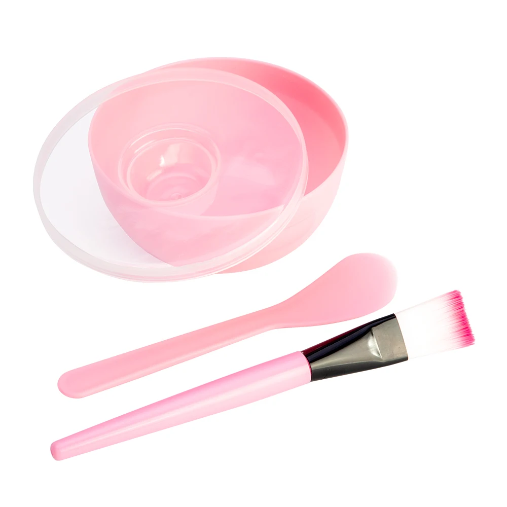 Pink Чаша для приготовления Маски Для Лица Набор DIY Красота лица Макияж инструмент с щетка и чашка для смешивания ложка палочка Инструмент Уход за кожей лица многоразовые косметические инструменты - Цвет: Pink