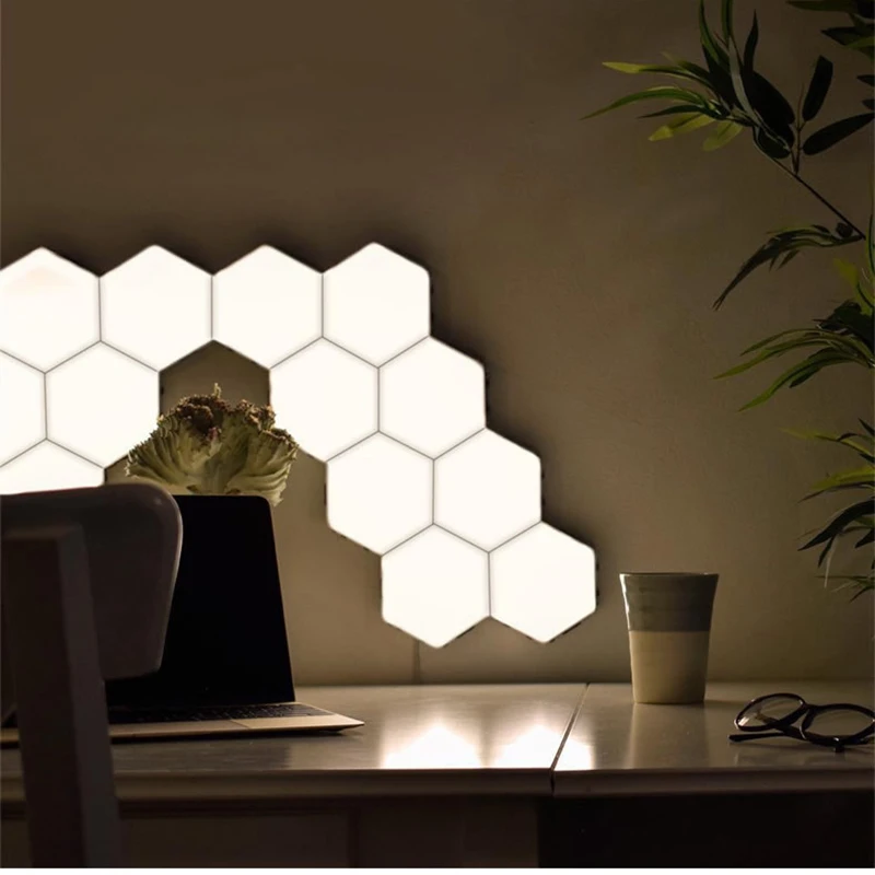 Simple combination splicing touch-sensitive intelligent quantum light LED honeycomb corridor bedroom background wall wall lamp