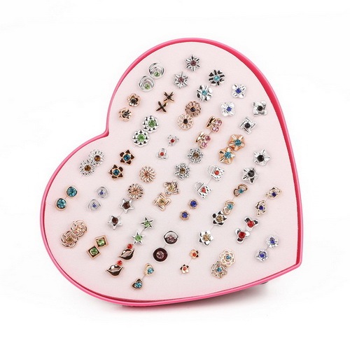 Multi-style Colorful Animal Heart Star Moon Geometric Crystal plastic Stud Earring Set For Women Girls Jewelry Gifts