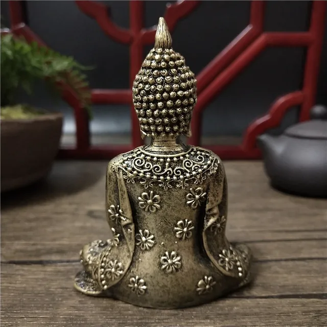 Statues de bouddha thaïlandais, décoration de maison, couleur Bronze, artisanat en résine, Sculpture de bouddha de méditation, Figurines Feng Shui, ornements 4