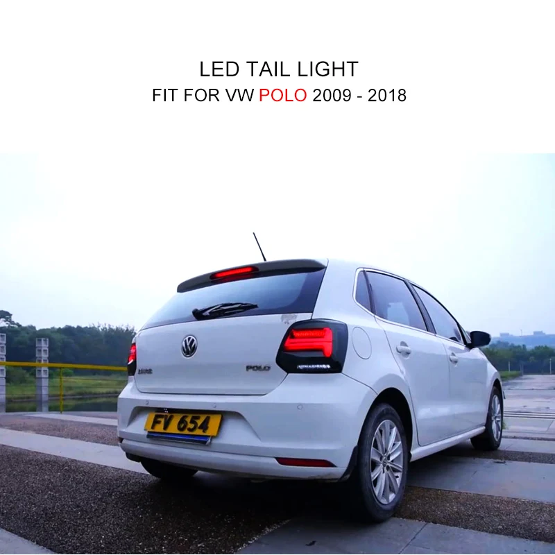 Светодиодный задний фонарь для Volkswagen VW POLO 2009 2018 красный дымчатый черный