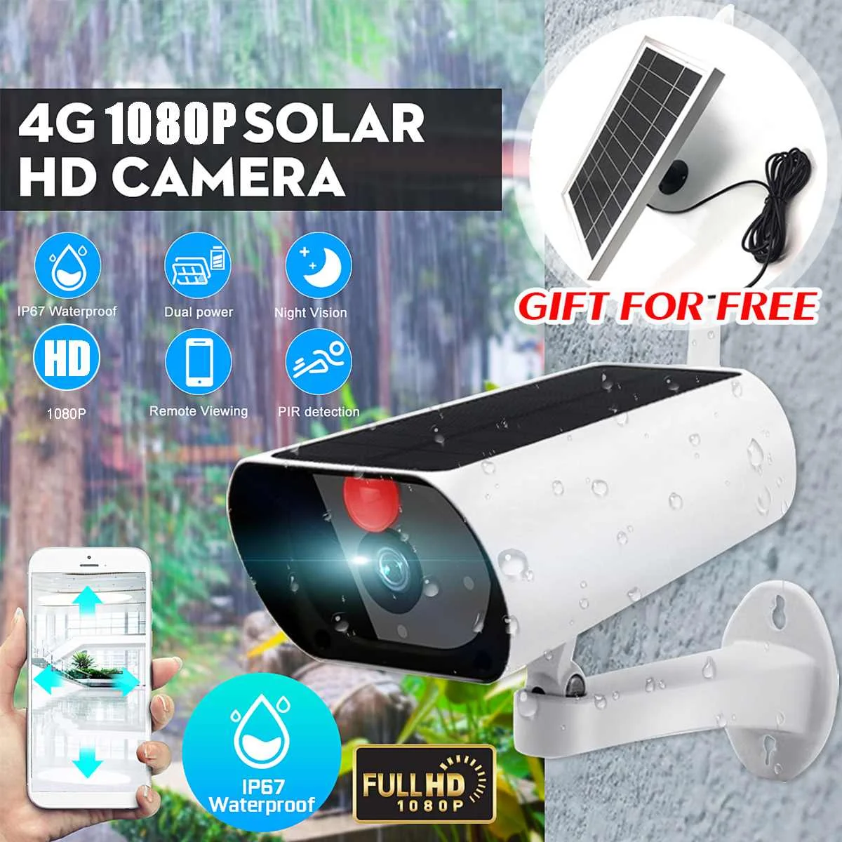 

Intelligent 4G HD 1080P Solar Camera Waterproof Infrared Night Vision Real-time Monitoring Alarm Device with Voice Intercom